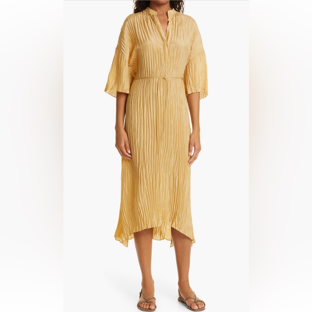 Vince Gold Crushed satin Midi Dress XL